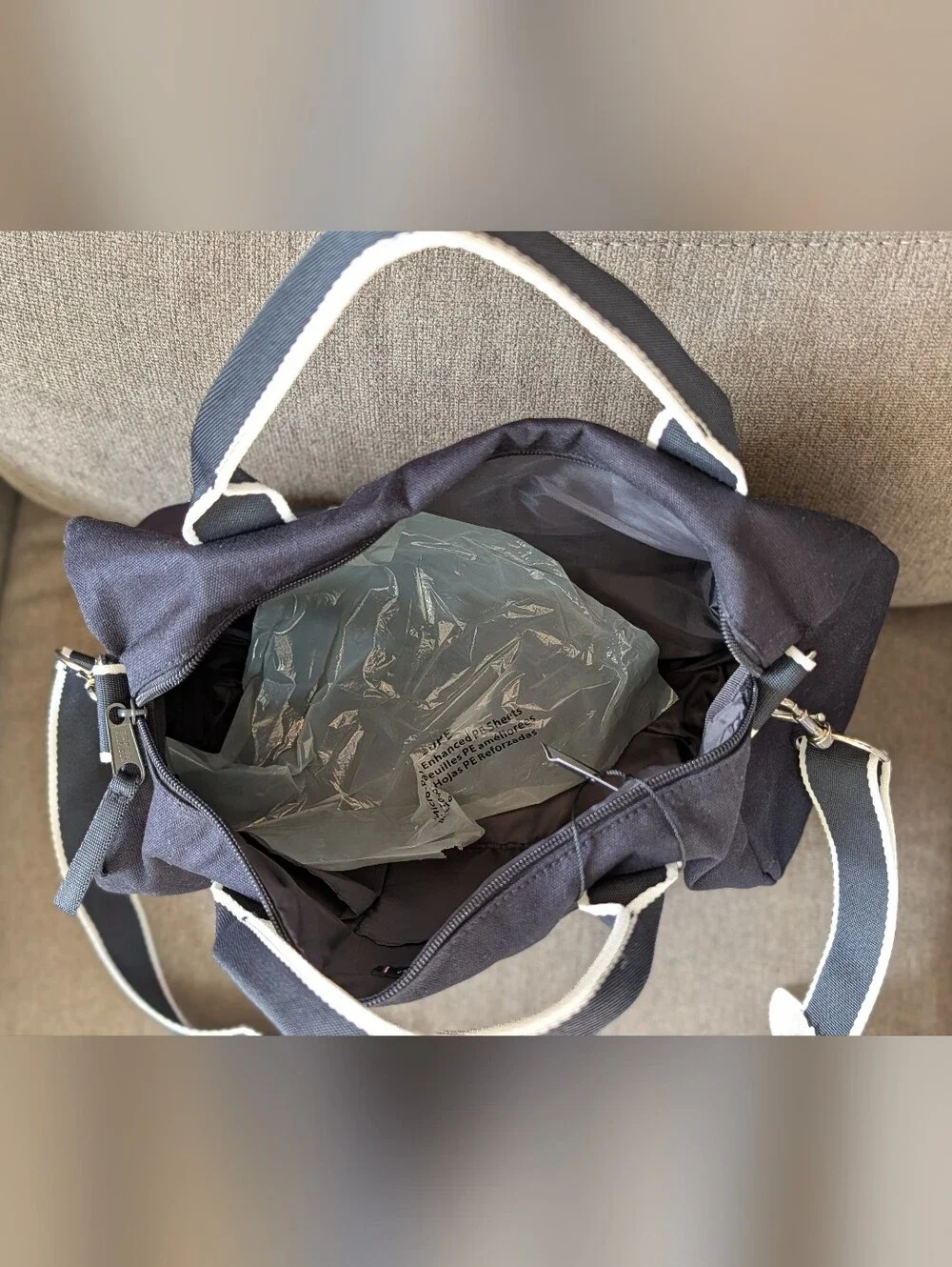 Navy Blue Canvas Lion Embroidered Kid's Duffle Bag